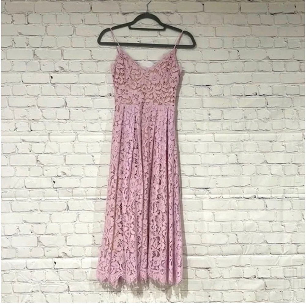 Lavender Lilac MIDI Lace Dress